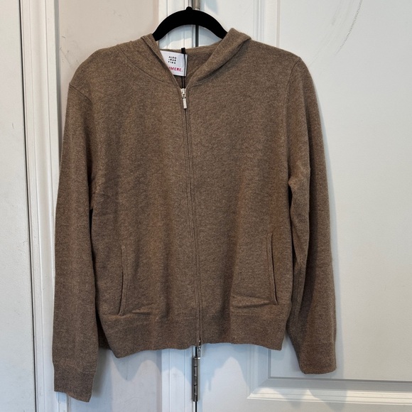 Aldo Martins Brown Zip-Up 100% cashmere hoodie . Size xl NWT